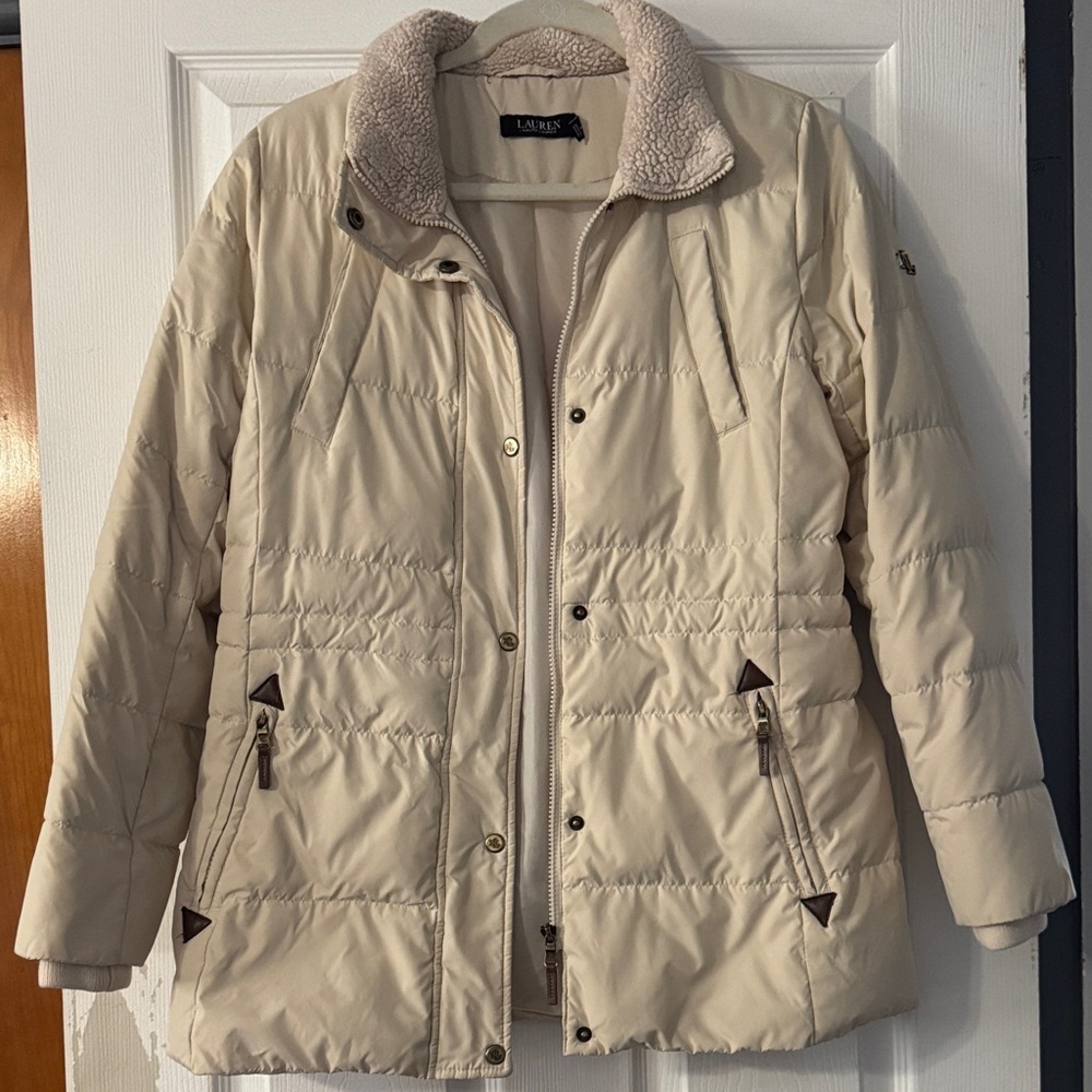 Lauren Ralph Lauren Goose Down Puffer Jacket with Sherpa Collar